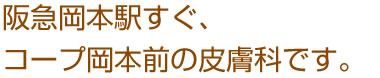 神戸市 阪急岡本駅すぐ、コープ岡本前の女性医師の皮膚科です。